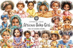 Cute African American Baby Girl Clipart Bundle - CraftNest - Digital Crafting and Art