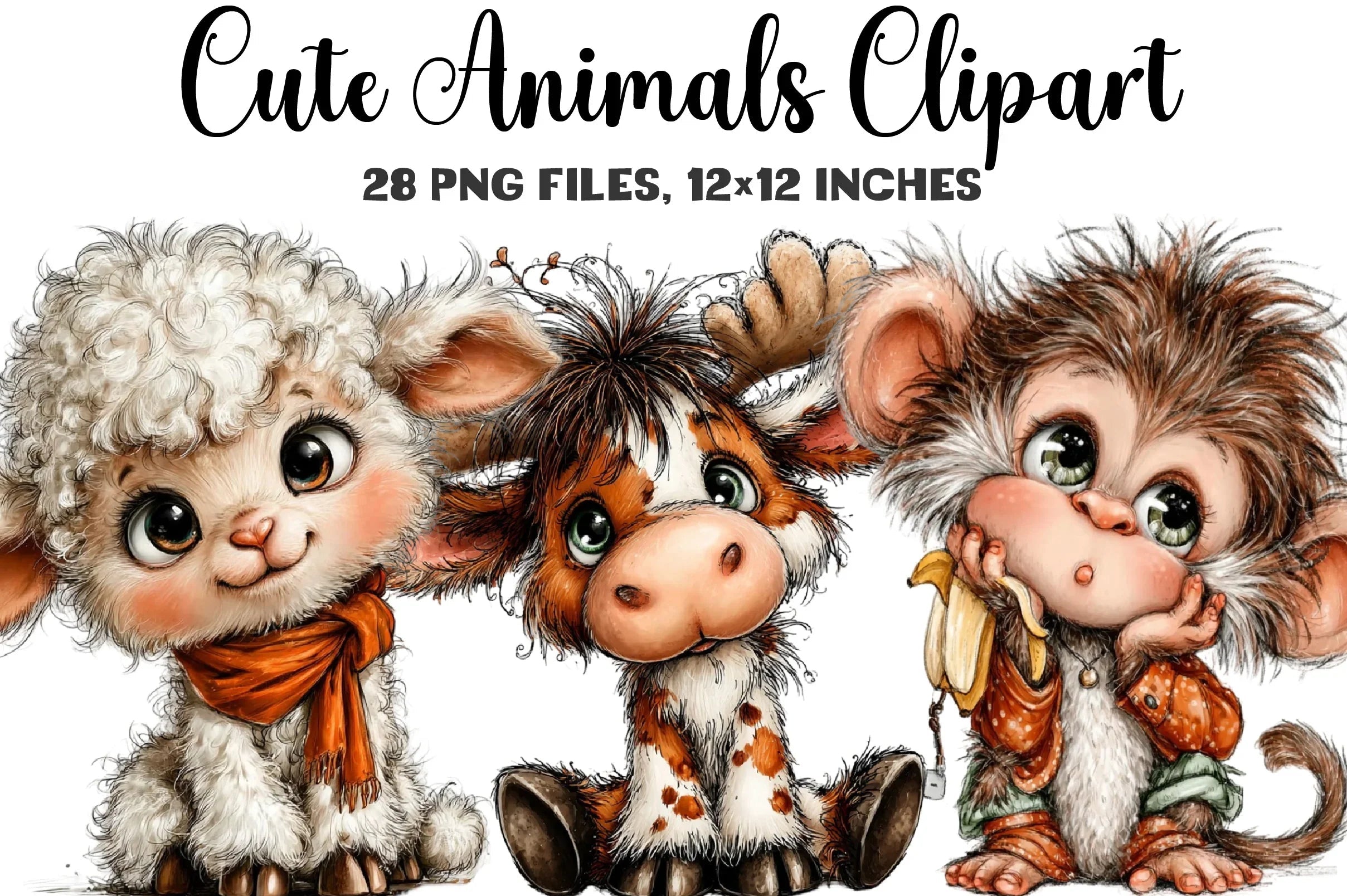 Cute Animals Clipart Bundle - CraftNest - Digital Crafting and Art