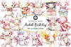 Cute Axolotl Birthday Clipart Bundle