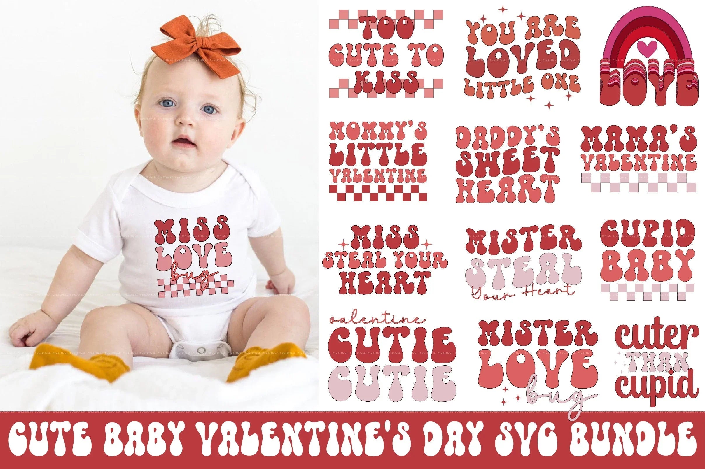 Cute Baby Valentine's Day SVG Bundle