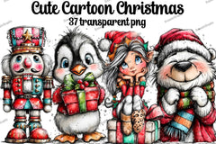 Cute Cartoon Christmas Clipart Bundle - CraftNest - Digital Crafting and Art