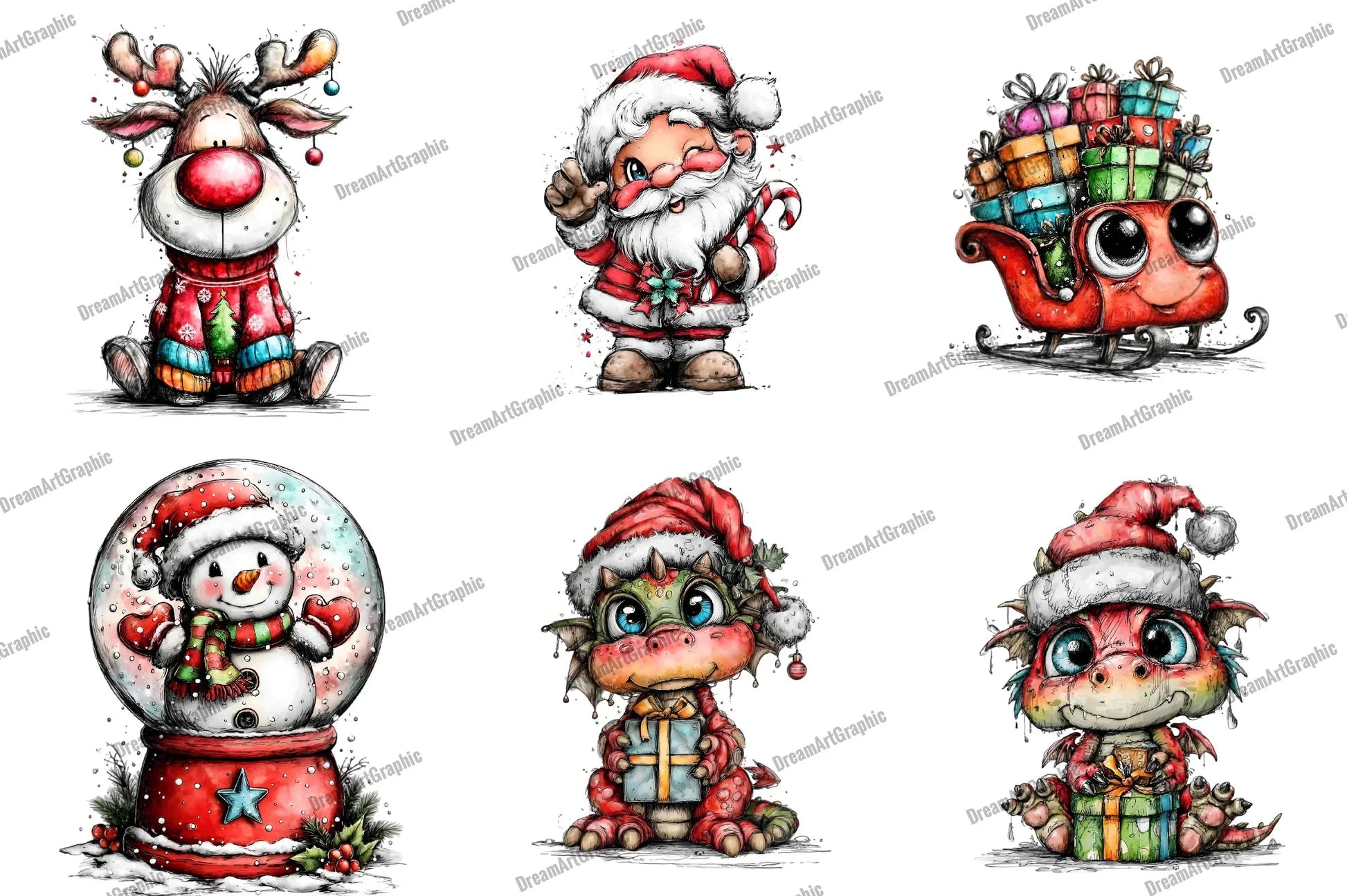 Cute Cartoon Christmas Clipart Bundle - CraftNest - Digital Crafting and Art