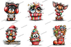 Cute Cartoon Christmas Clipart Bundle - CraftNest - Digital Crafting and Art