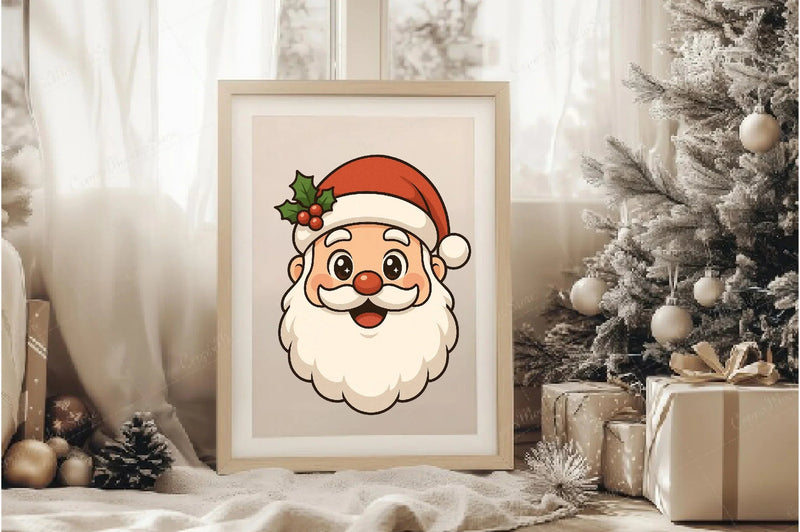 Cute Cartoon Santa Claus Face Clipart Bundle - CraftNest - Digital Crafting and Art