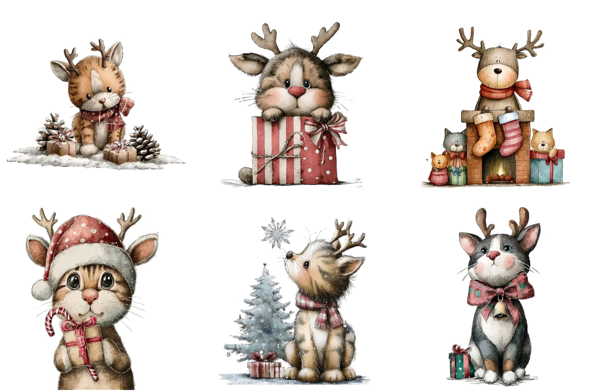 Cute Christmas Cat Clipart Bundle - CraftNest - Digital Crafting and Art