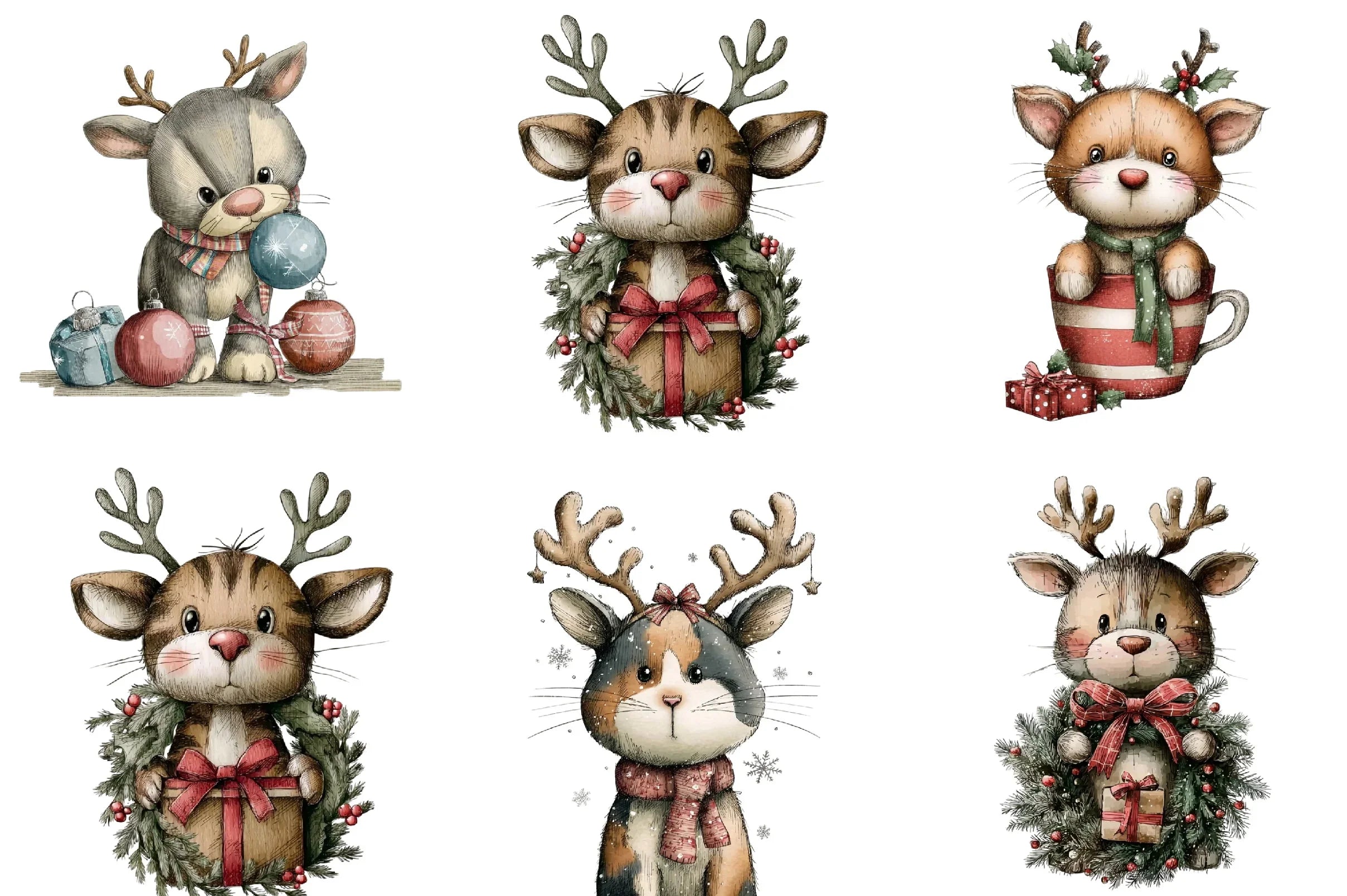 Cute Christmas Cat Clipart Bundle - CraftNest - Digital Crafting and Art