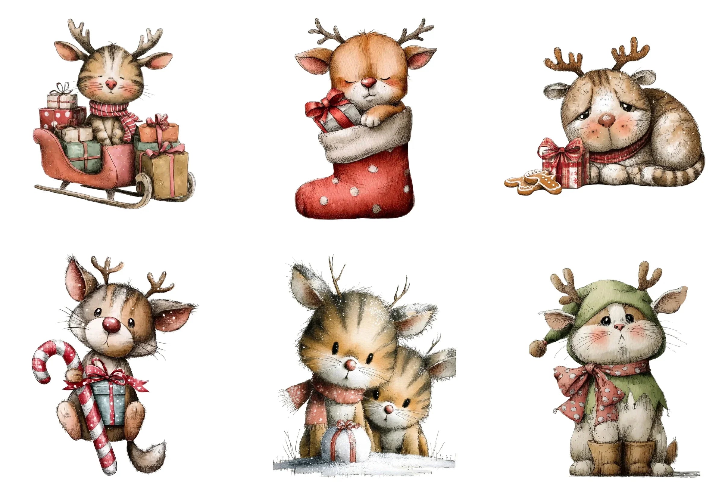 Cute Christmas Cat Clipart Bundle - CraftNest - Digital Crafting and Art