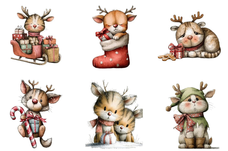 Cute Christmas Cat Clipart Bundle - CraftNest - Digital Crafting and Art