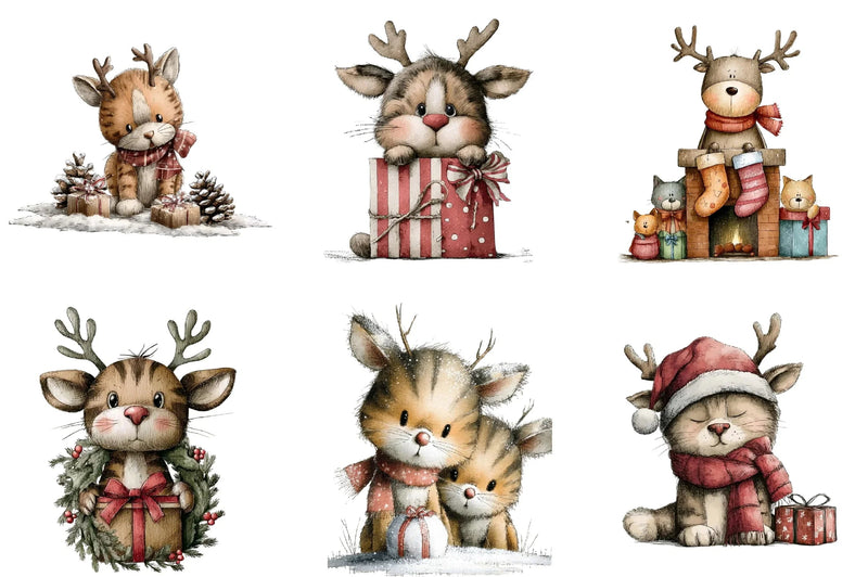 Cute Christmas Cat Clipart Bundle - CraftNest - Digital Crafting and Art