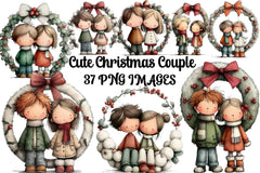 Cute Christmas Couple Clipart Bundle - CraftNest - Digital Crafting and Art