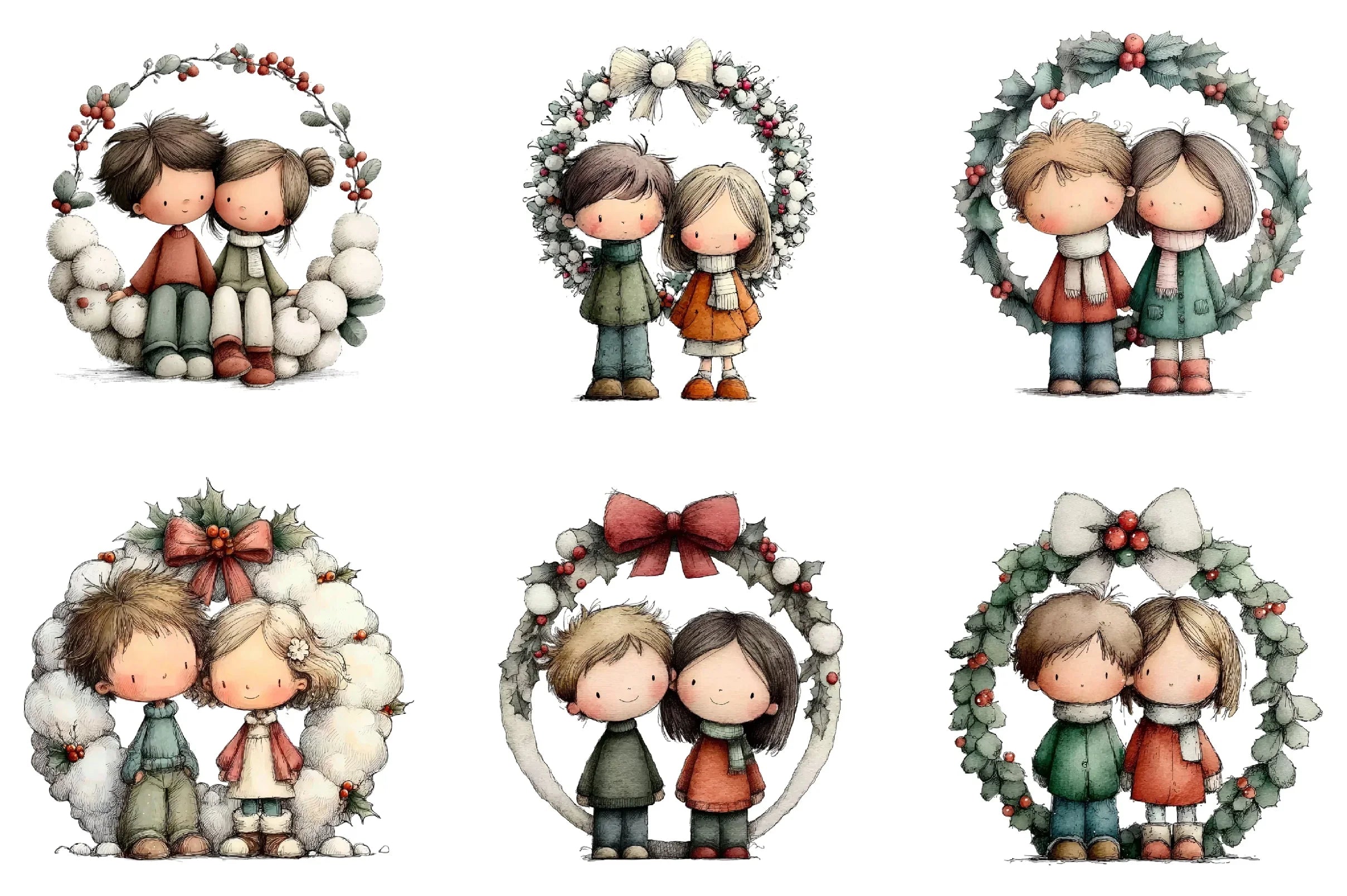Cute Christmas Couple Clipart Bundle - CraftNest - Digital Crafting and Art