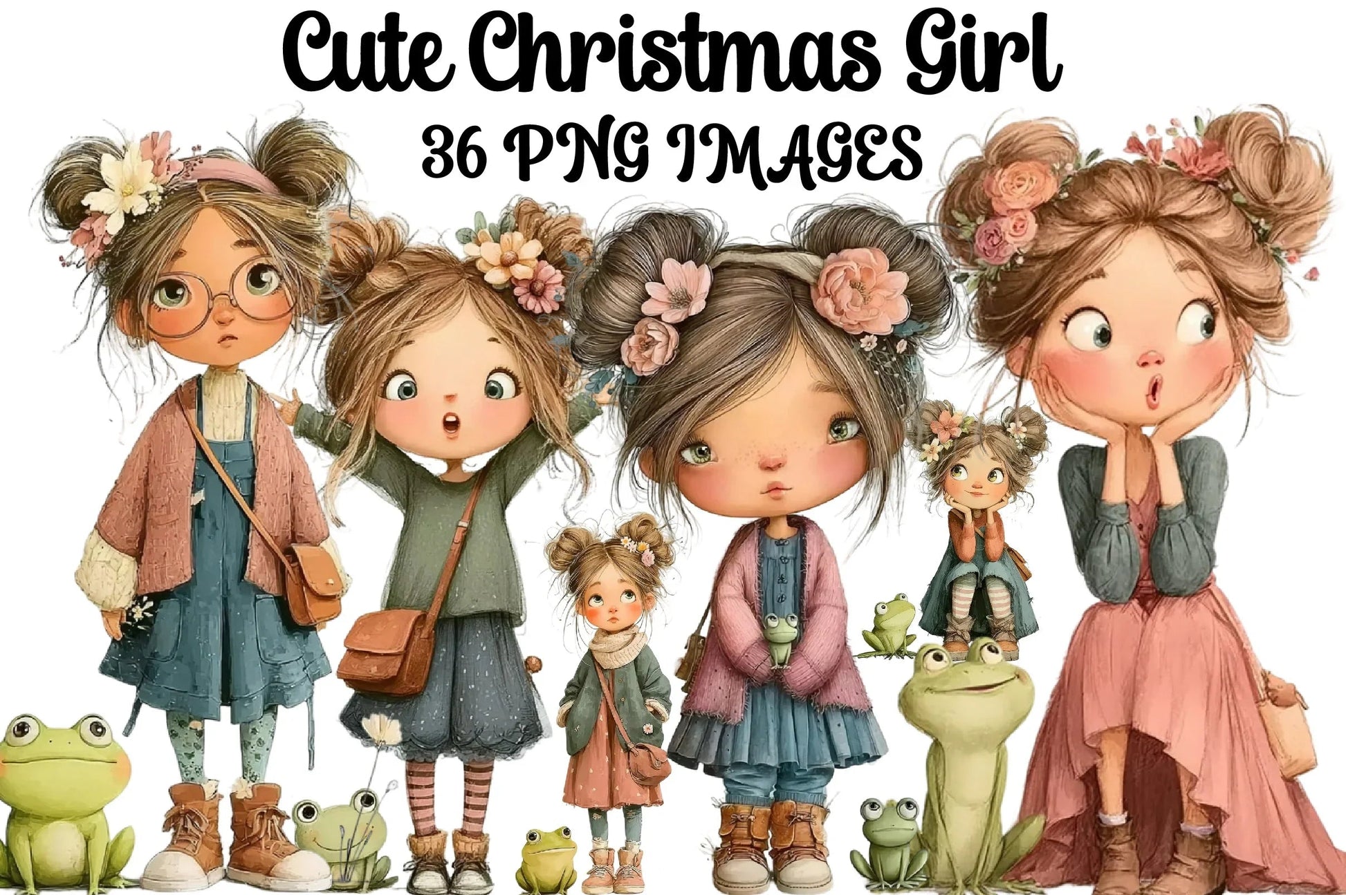 Cute Christmas Girl Clipart Bundle - CraftNest - Digital Crafting and Art