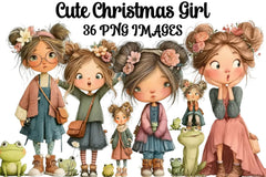 Cute Christmas Girl Clipart Bundle - CraftNest - Digital Crafting and Art