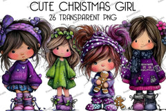 Cute Christmas Girl Clipart Bundle - CraftNest - Digital Crafting and Art