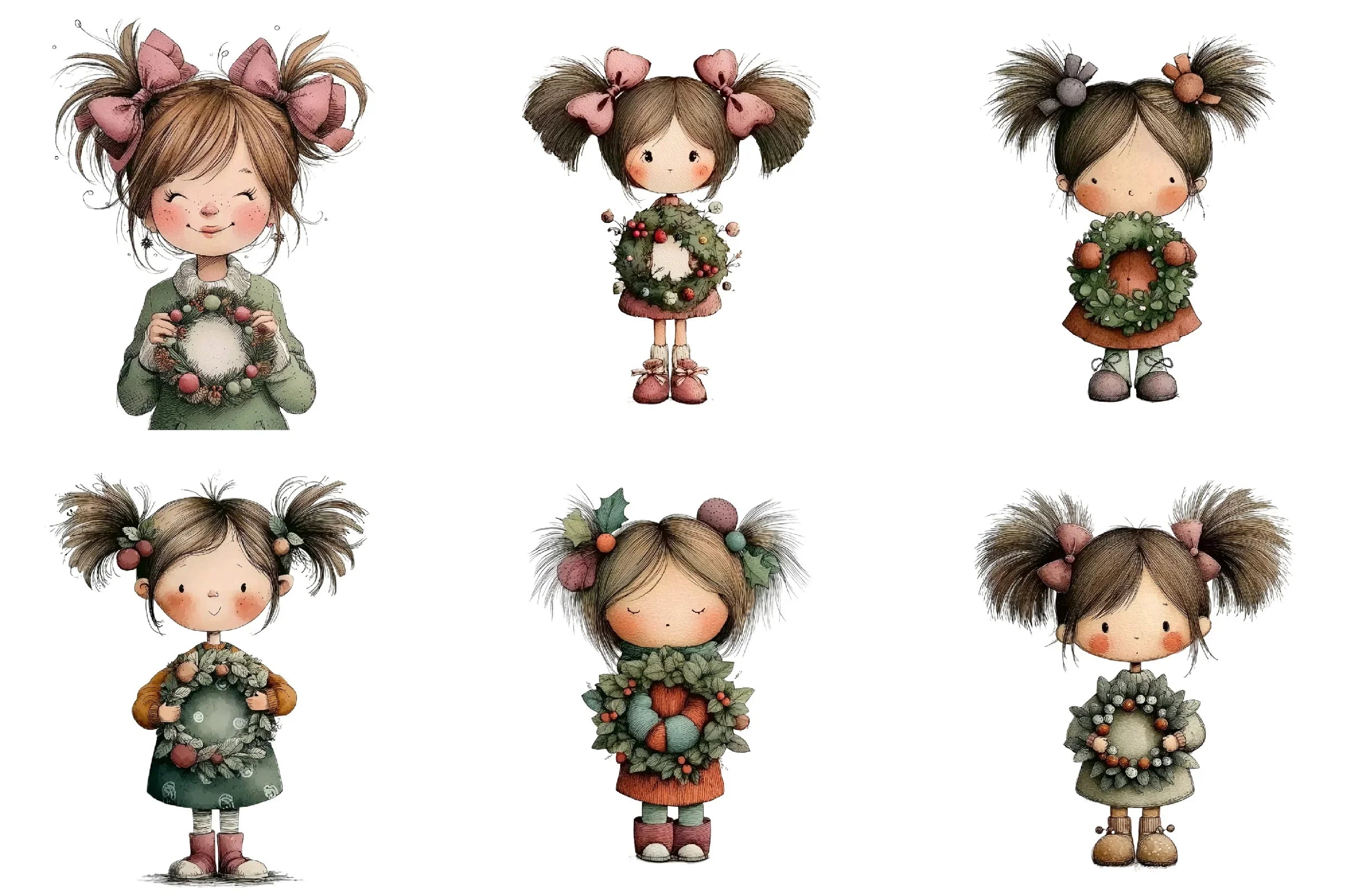 Cute Christmas Girl Clipart Bundle - CraftNest - Digital Crafting and Art