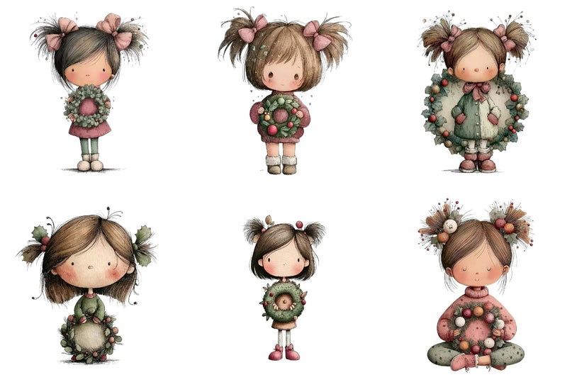 Cute Christmas Girl Clipart Bundle - CraftNest - Digital Crafting and Art