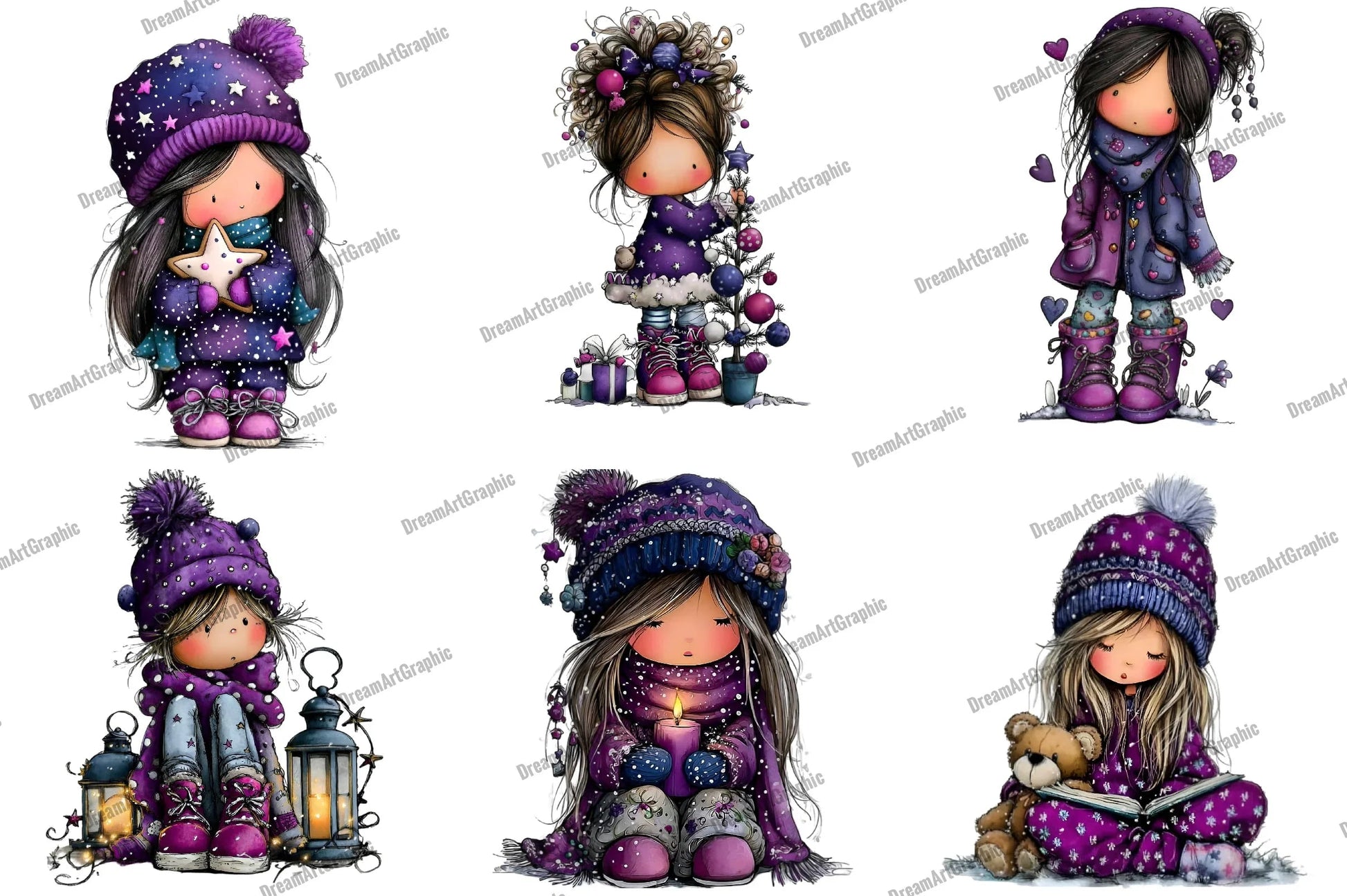 Cute Christmas Girl Clipart Bundle - CraftNest - Digital Crafting and Art