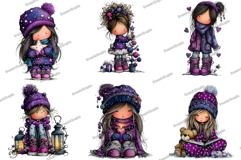 Cute Christmas Girl Clipart Bundle - CraftNest - Digital Crafting and Art