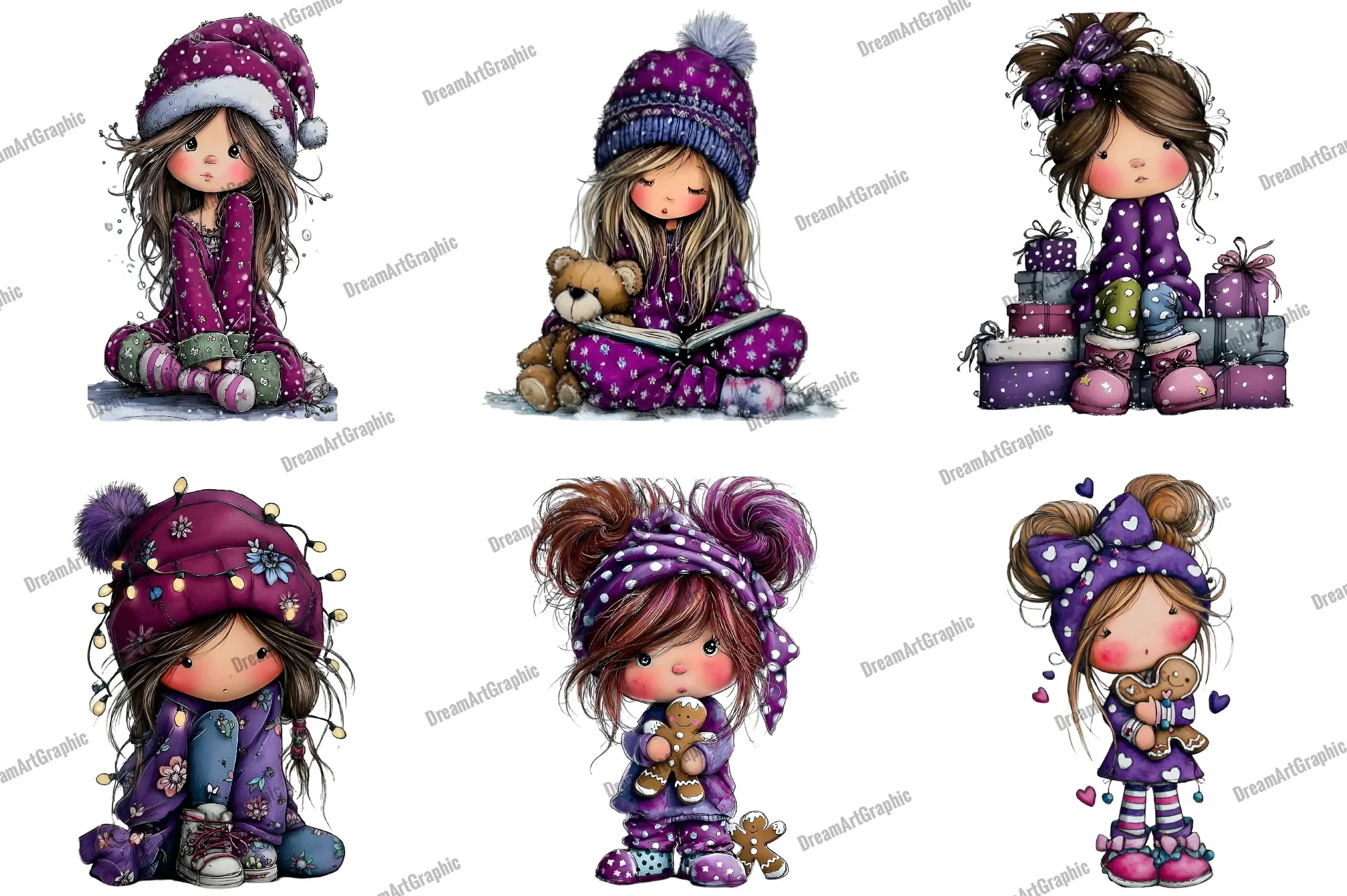 Cute Christmas Girl Clipart Bundle - CraftNest - Digital Crafting and Art