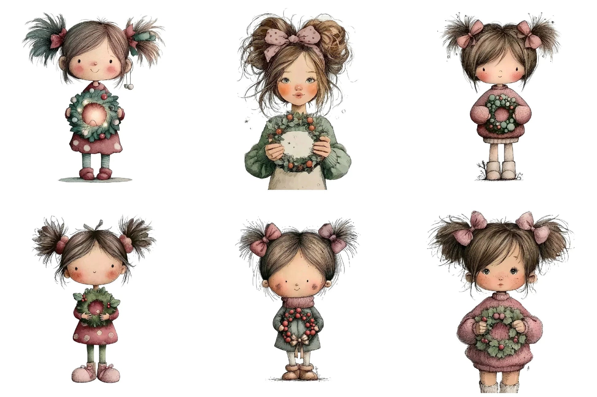 Cute Christmas Girl Clipart Bundle - CraftNest - Digital Crafting and Art