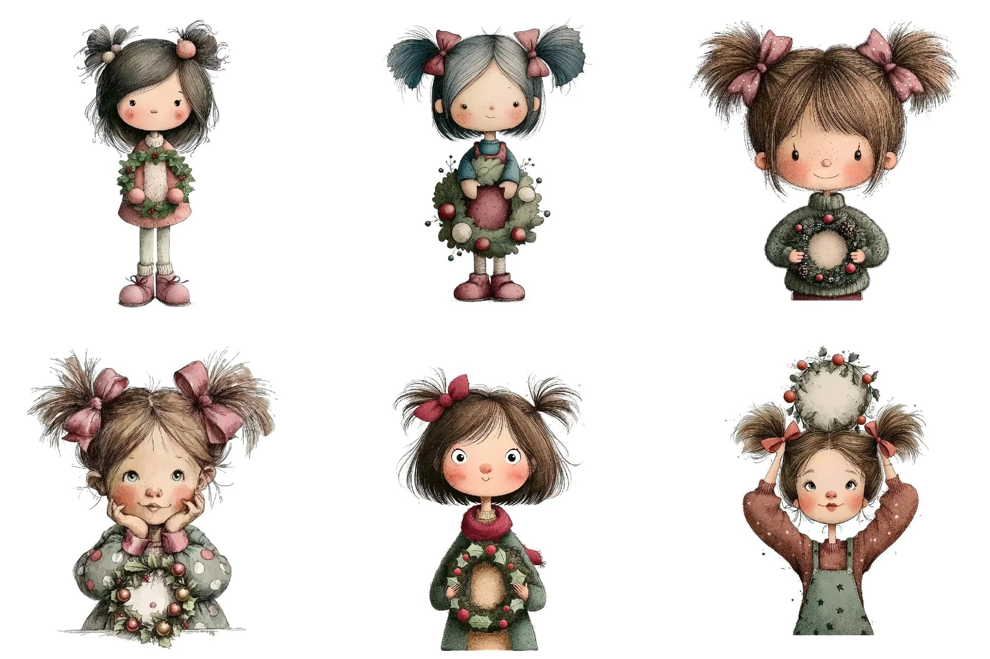 Cute Christmas Girl Clipart Bundle - CraftNest - Digital Crafting and Art
