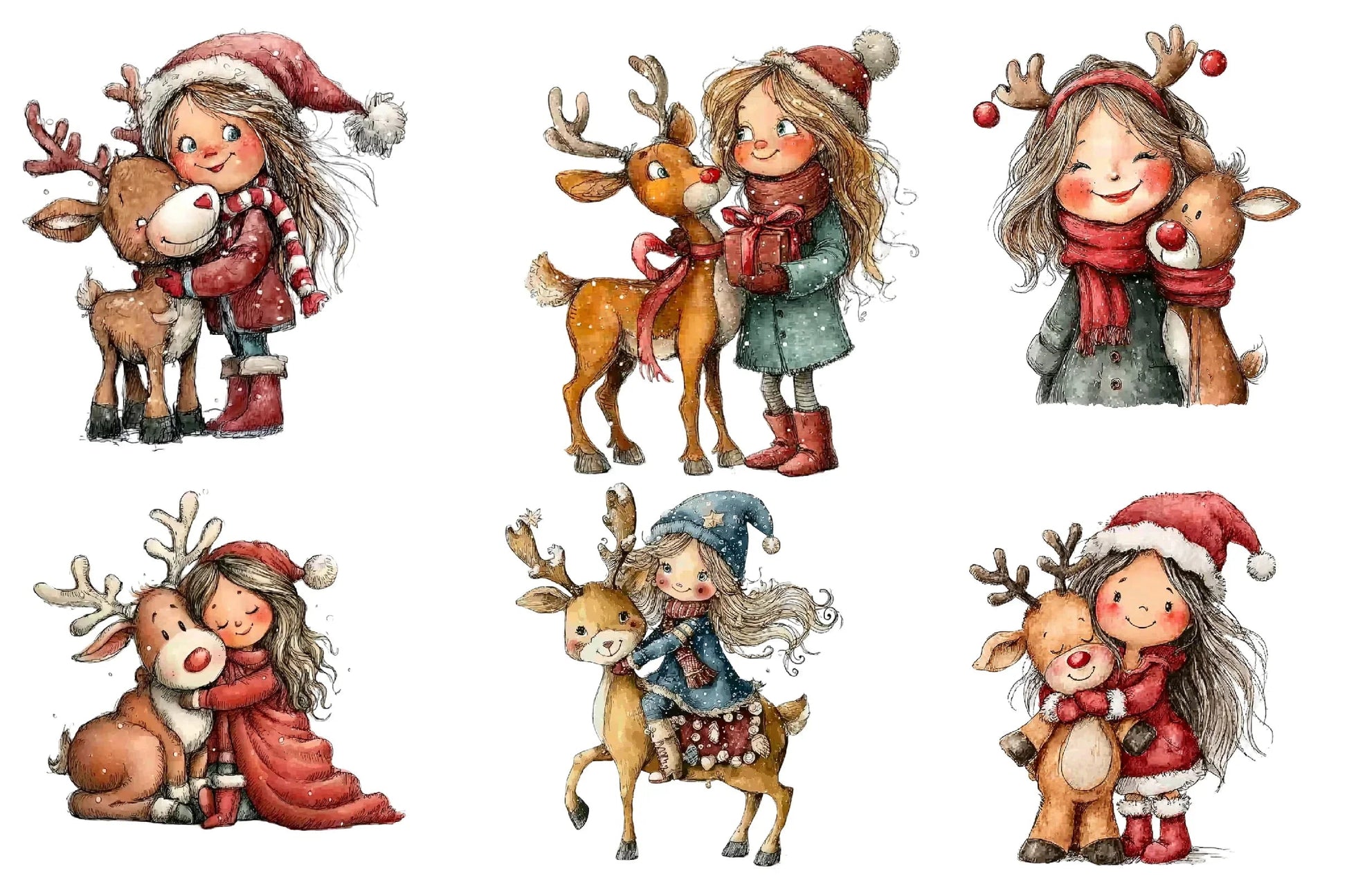 Cute Christmas Girls Clipart Bundle - CraftNest - Digital Crafting and Art