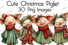 Cute Christmas Piglet Clipart Bundle - CraftNest - Digital Crafting and Art