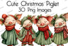 Cute Christmas Piglet Clipart Bundle