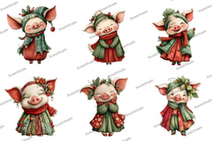 Cute Christmas Piglet Clipart Bundle - CraftNest - Digital Crafting and Art