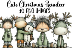 Cute Christmas Reindeer Clipart Bundle - CraftNest - Digital Crafting and Art