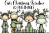 Cute Christmas Reindeer Clipart Bundle