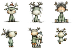 Cute Christmas Reindeer Clipart Bundle - CraftNest - Digital Crafting and Art