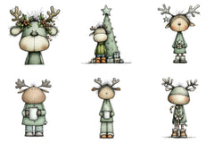 Cute Christmas Reindeer Clipart Bundle - CraftNest - Digital Crafting and Art