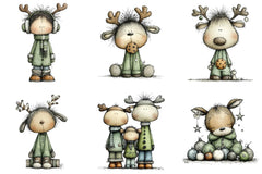 Cute Christmas Reindeer Clipart Bundle - CraftNest - Digital Crafting and Art