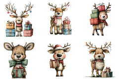 Cute Christmas Reindeer Gift Box Clipart Bundle - CraftNest - Digital Crafting and Art