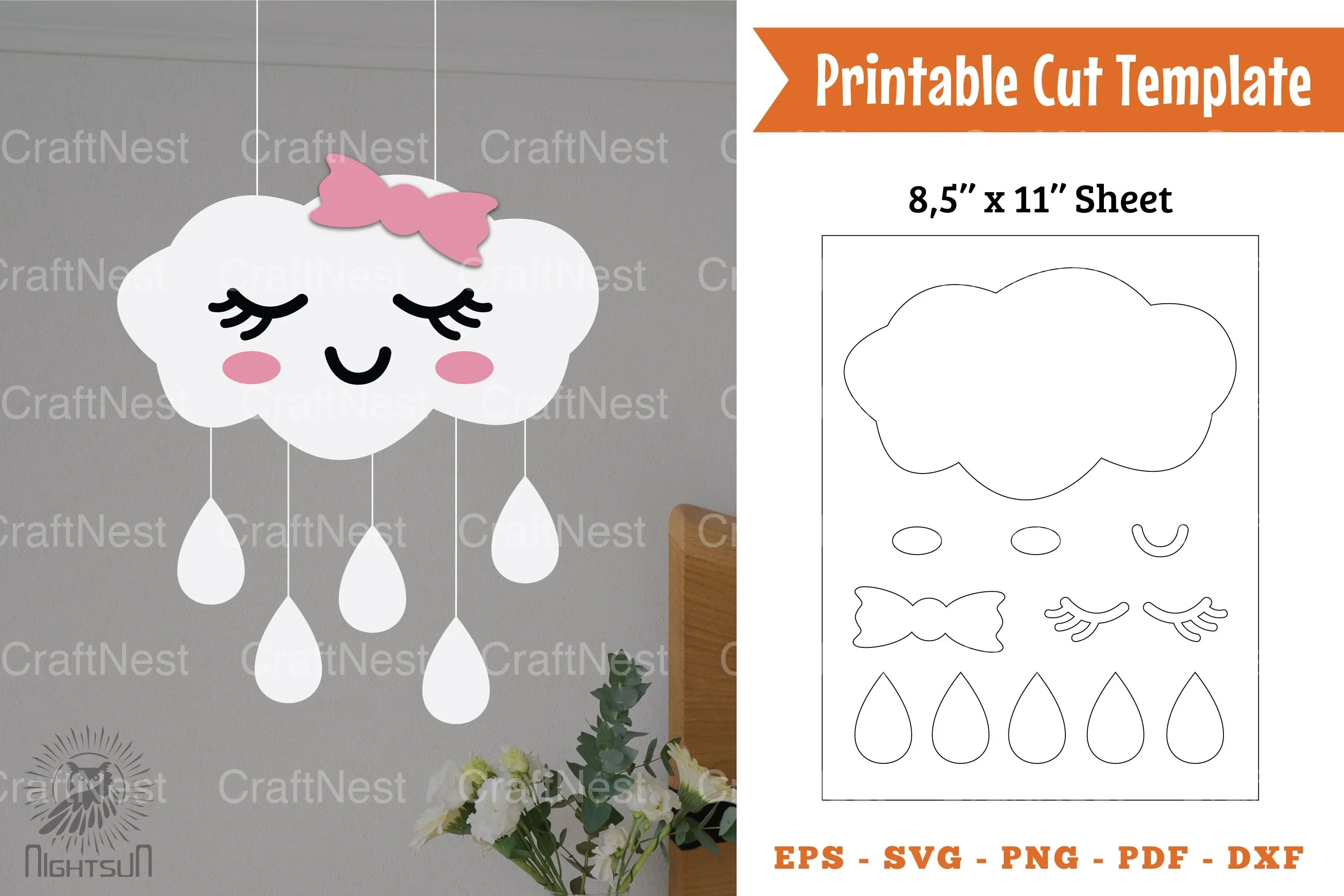 Cute Clouds Papercut Template Bundle - CraftNest - Digital Crafting and Art