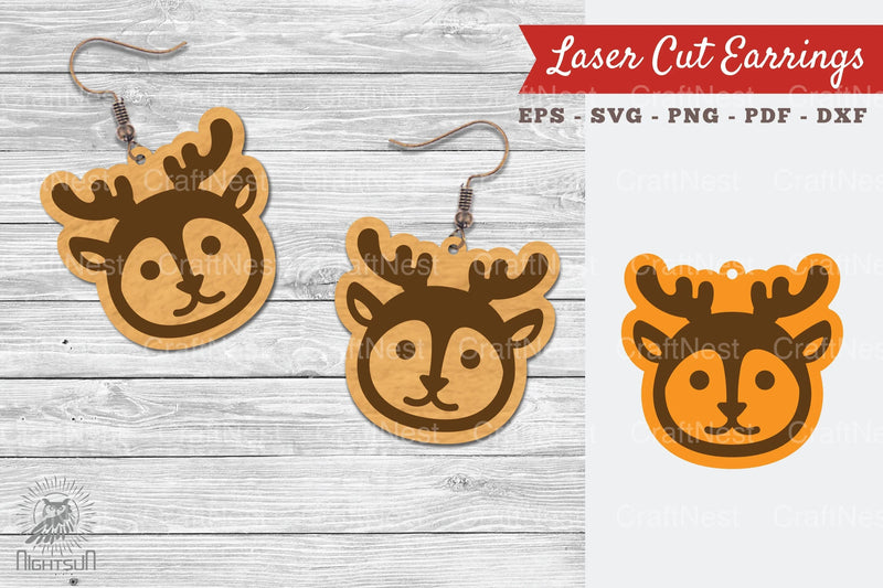 Cute Deer Laser Cut Earrings Design Clipart Bundle - CraftNest - Digital Crafting and Art
