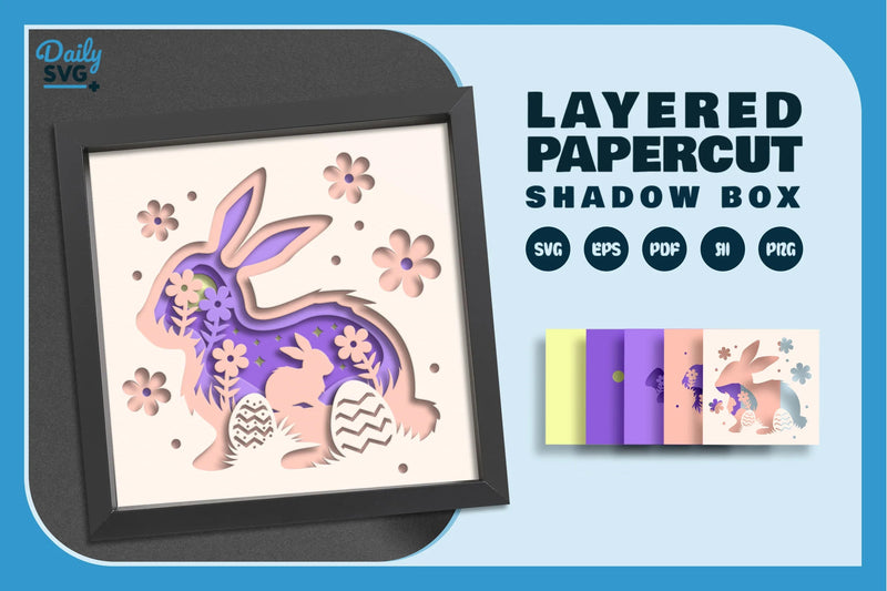 Cute Easter Bunny Papercut SVG Bundle for Easter Eggs - CraftNest - Digital Crafting and Art