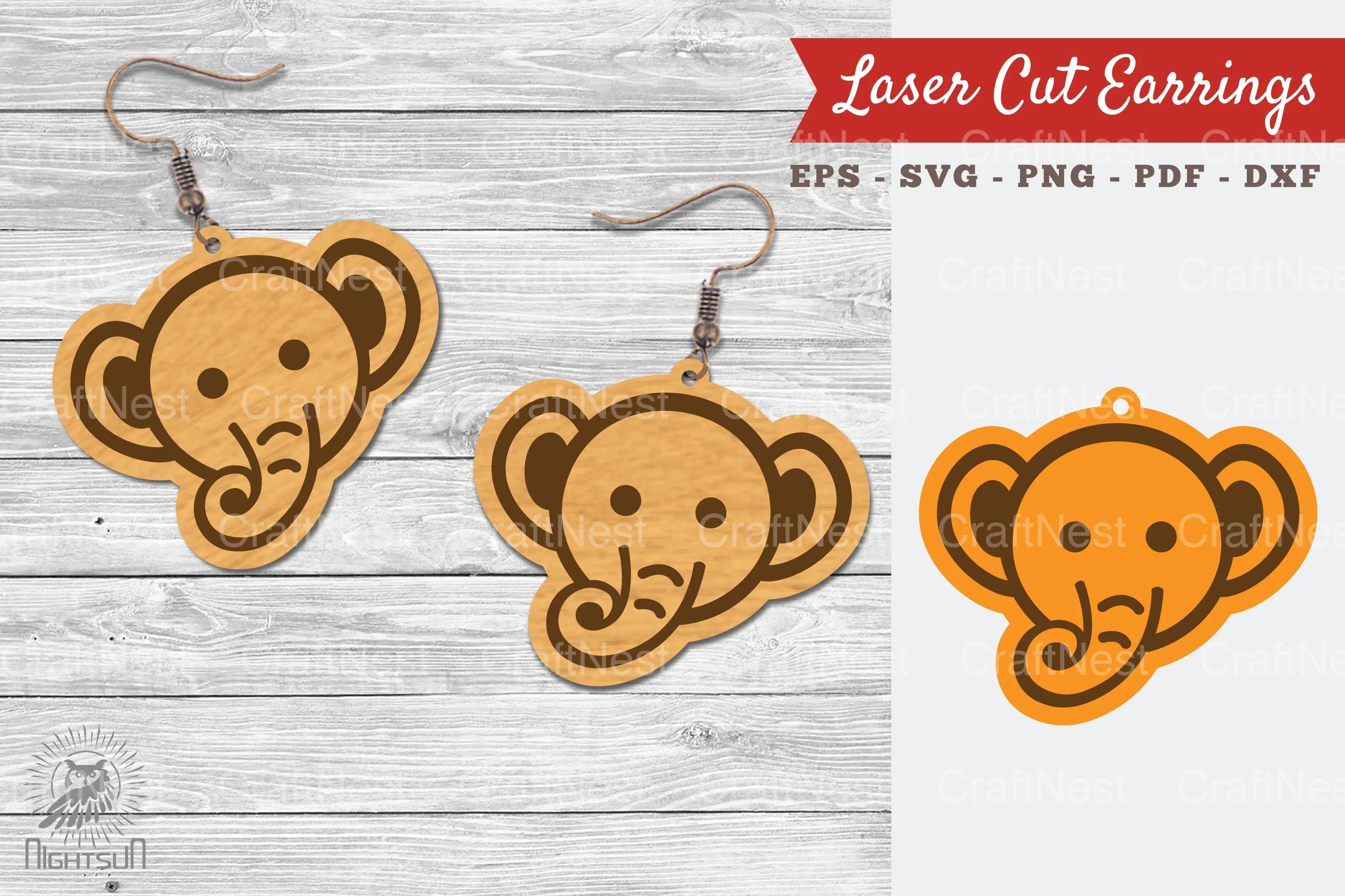 Cute Elephant Laser Cut Earrings Design Bundle - CraftNest - Digital Crafting and Art
