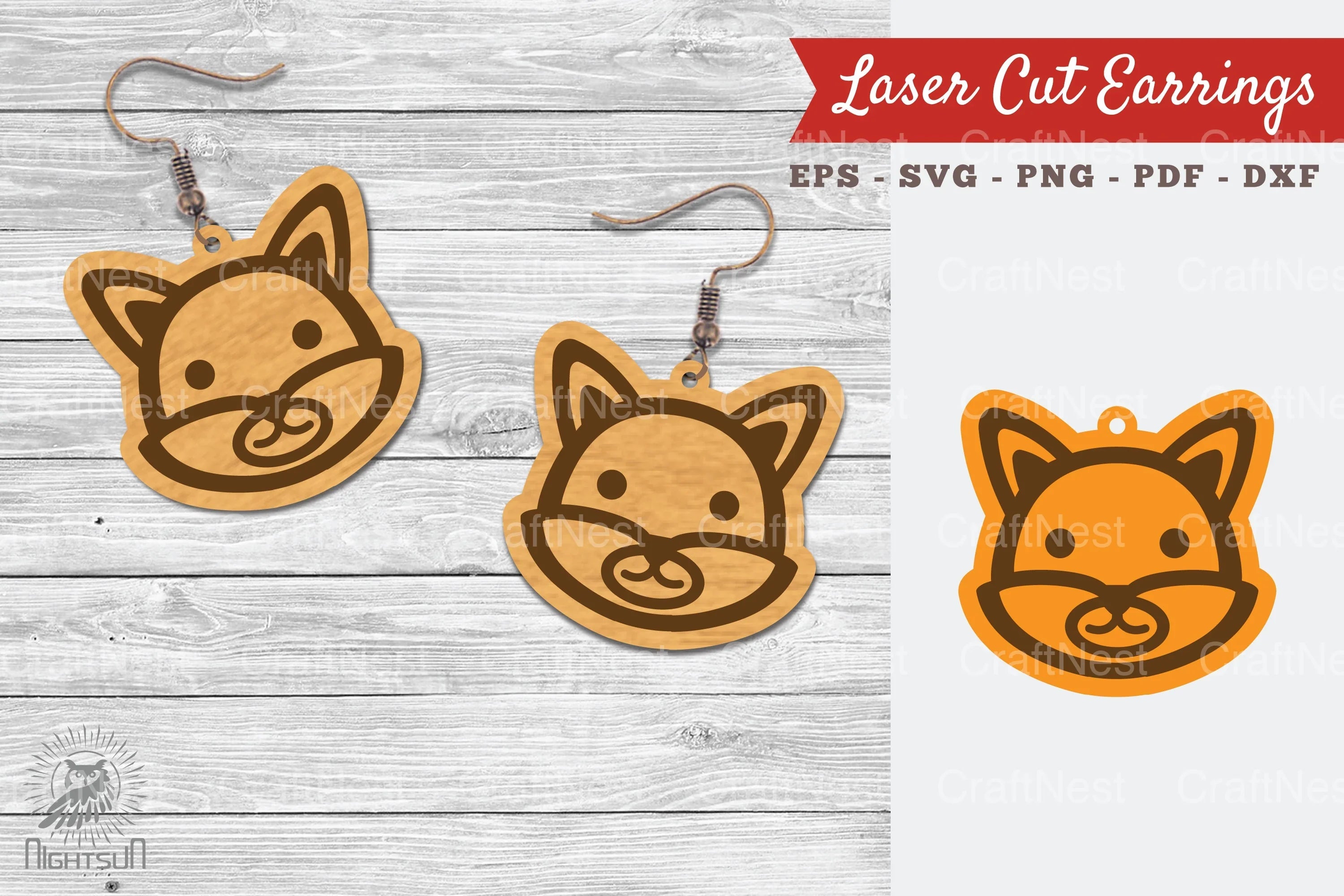 Cute Fox Laser Cut Earrings Design Bundle - CraftNest - Digital Crafting and Art