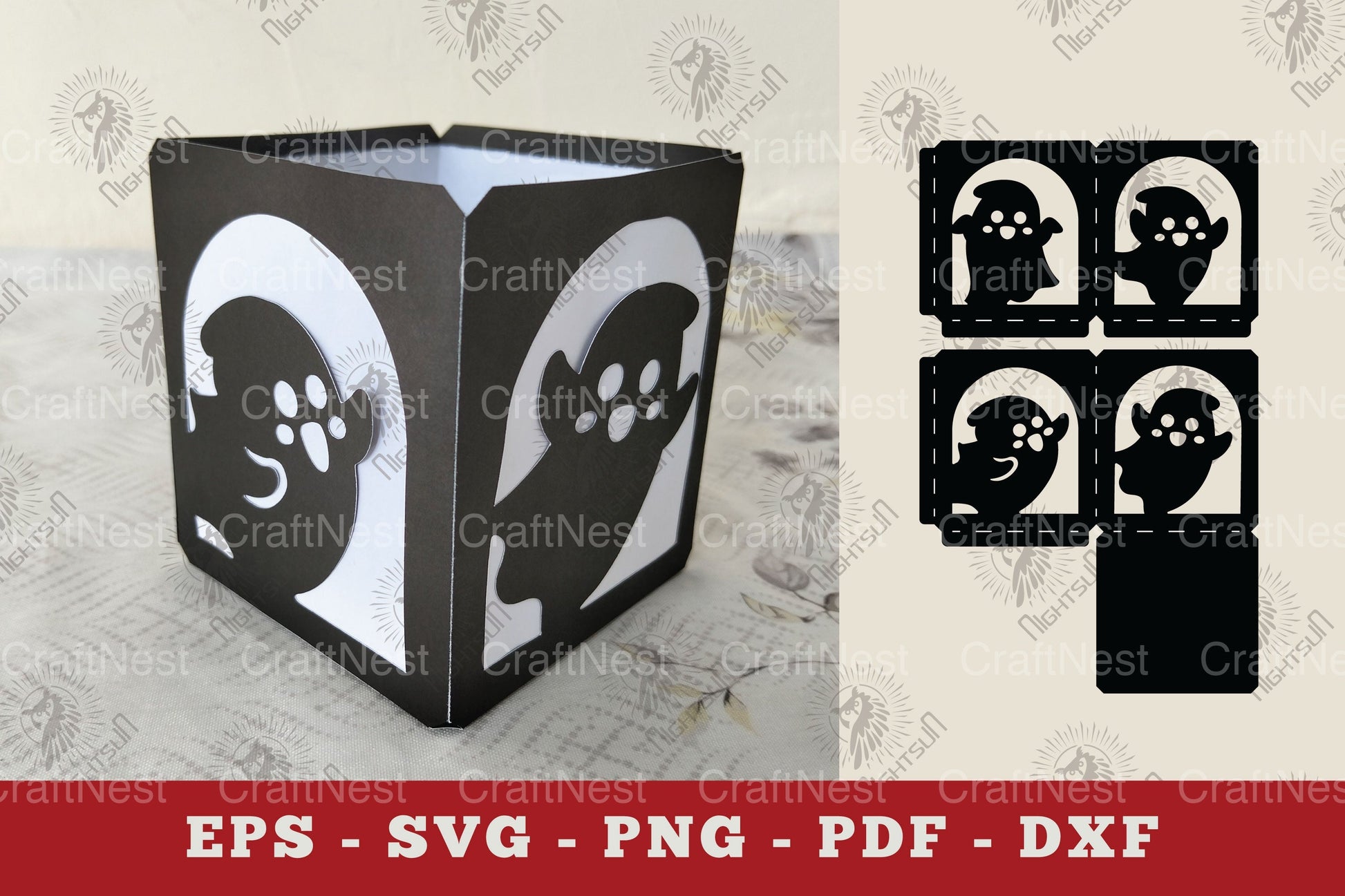 Cute Ghost Lantern Papercut Clipart Bundle - CraftNest - Digital Crafting and Art