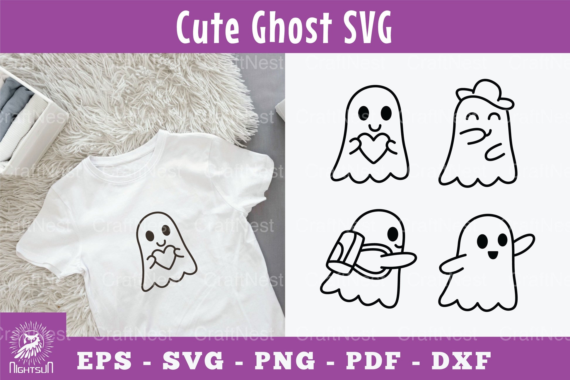 Cute Ghost Silhouette Clipart Bundle - CraftNest - Digital Crafting and Art