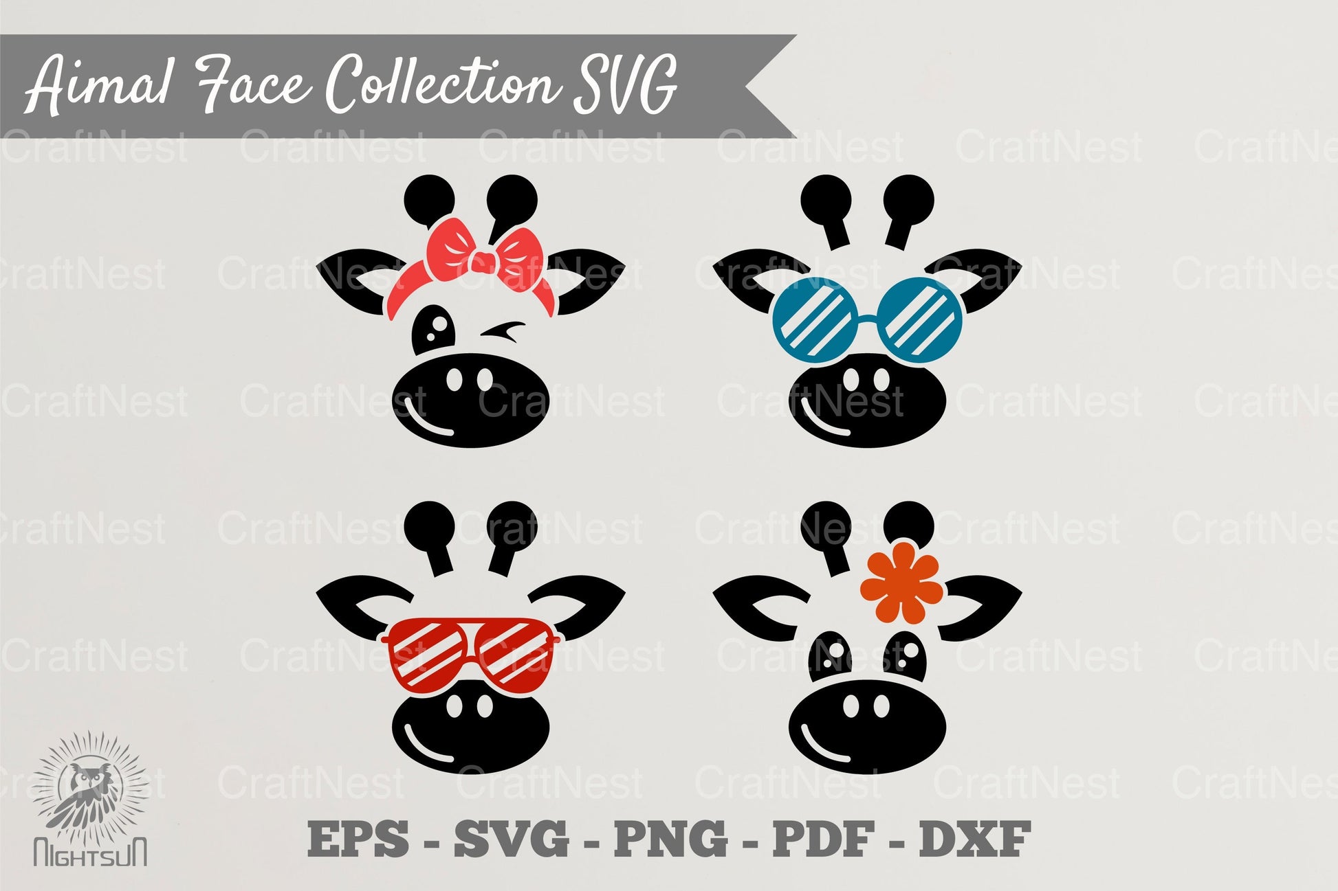 Cute Giraffe Face Collection Clipart Bundle - CraftNest - Digital Crafting and Art