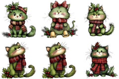 Cute Green Cat Christmas Clipart Bundle - CraftNest - Digital Crafting and Art