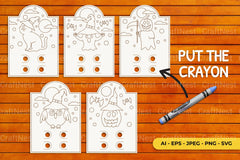 Cute Halloween Coloring Card Bundle - CraftNest - Digital Crafting and Art