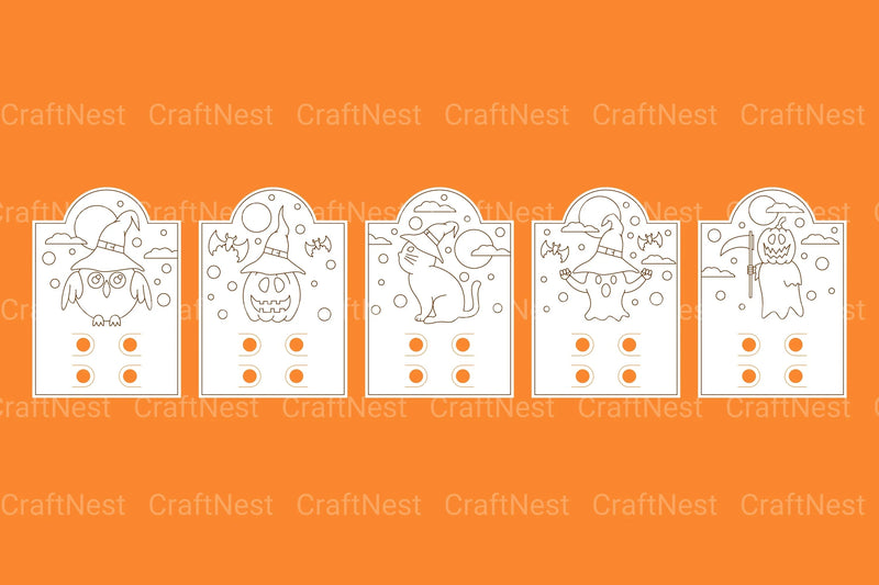 Cute Halloween Coloring Card Bundle - CraftNest - Digital Crafting and Art