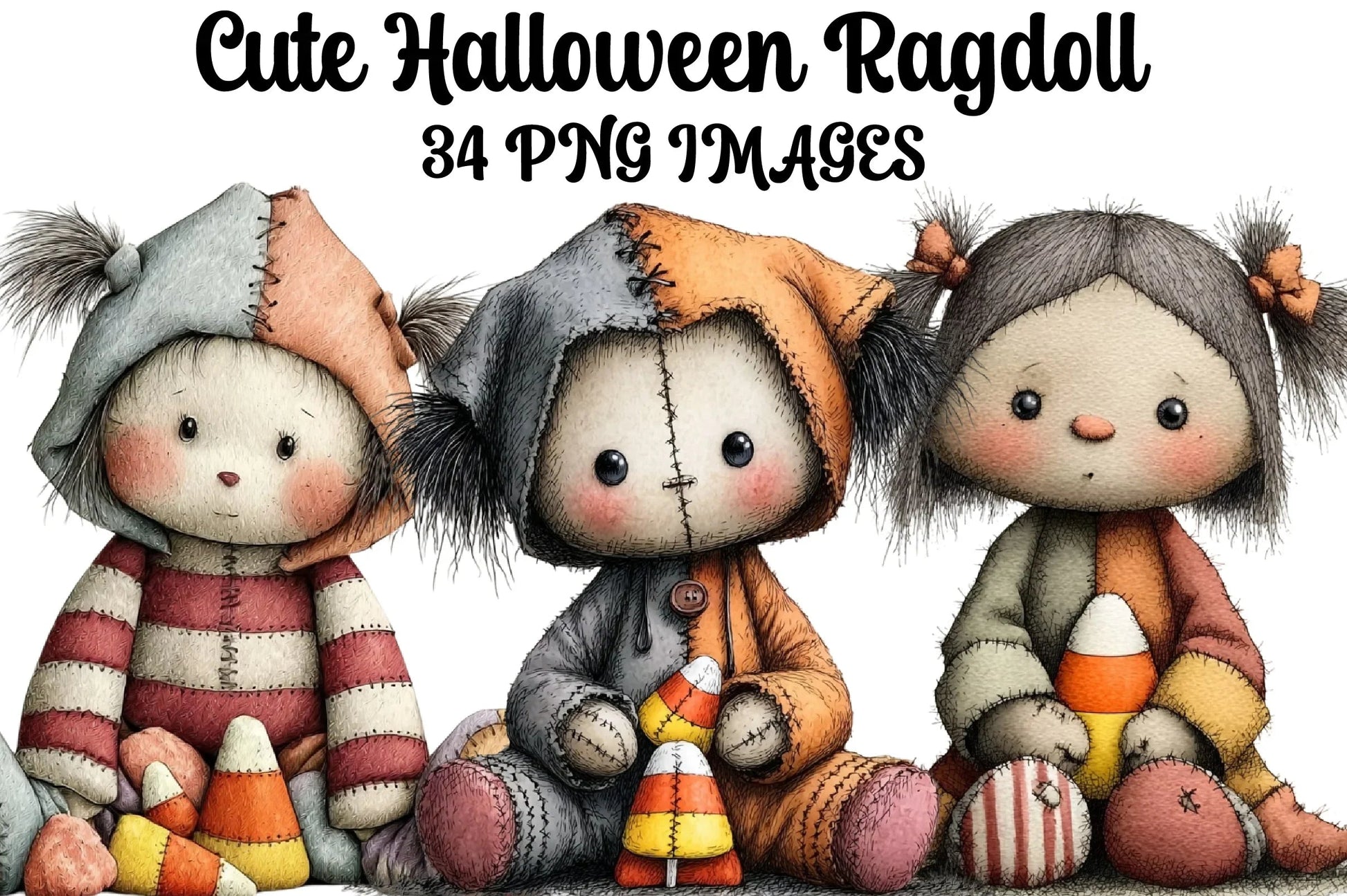 Cute Halloween Ragdoll Clipart Bundle - CraftNest - Digital Crafting and Art