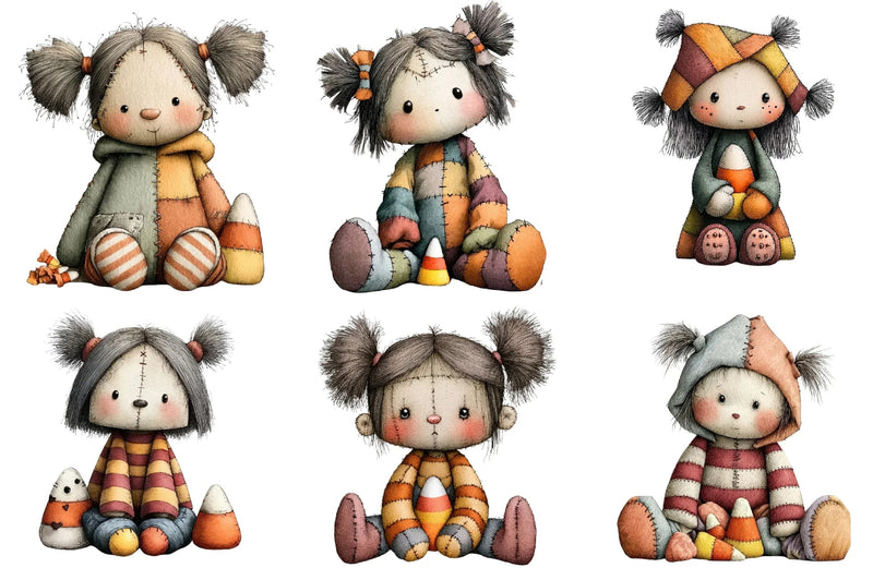 Cute Halloween Ragdoll Clipart Bundle - CraftNest - Digital Crafting and Art