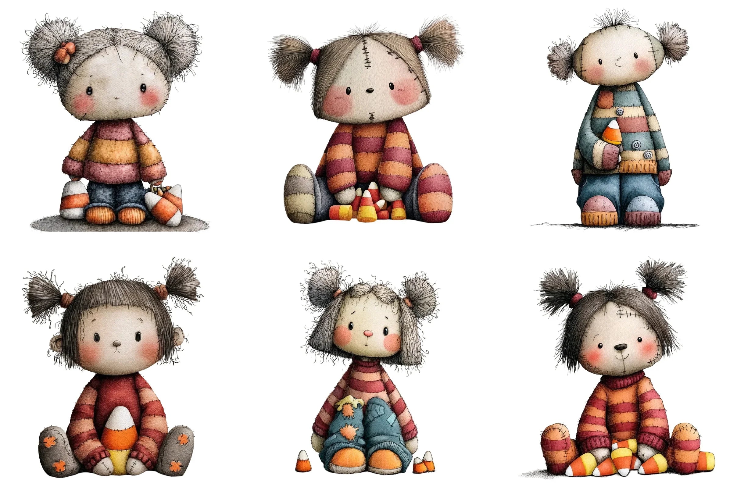 Cute Halloween Ragdoll Clipart Bundle - CraftNest - Digital Crafting and Art