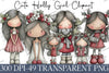 Cute Holly Girl Clipart Bundle